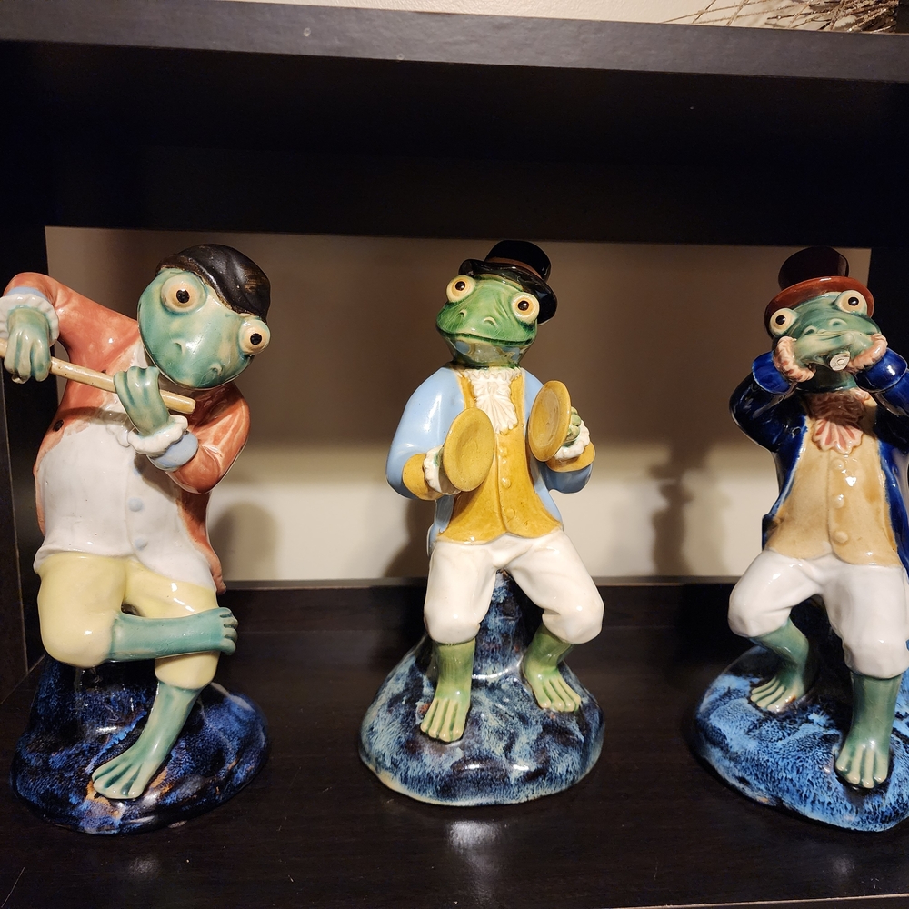 Charming Frog Musician Ceramic Figurines Set